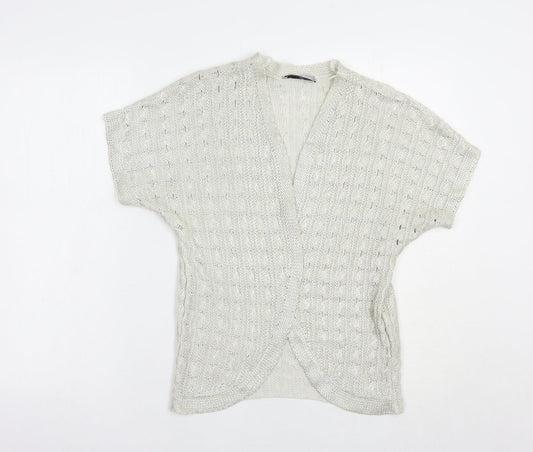 TU Womens Grey V-Neck  Acrylic Shrug Jumper Size M