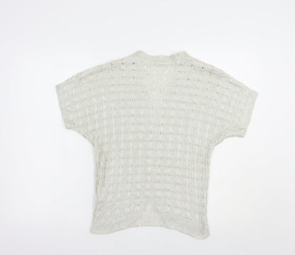 TU Womens Grey V-Neck  Acrylic Shrug Jumper Size M