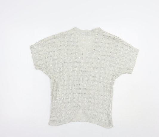 TU Womens Grey V-Neck  Acrylic Shrug Jumper Size M