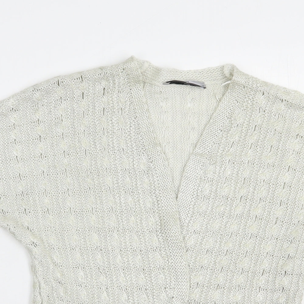 TU Womens Grey V-Neck  Acrylic Shrug Jumper Size M