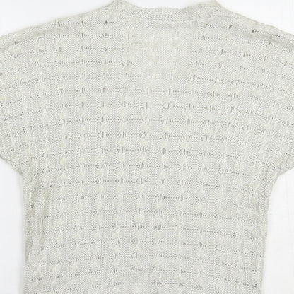 TU Womens Grey V-Neck  Acrylic Shrug Jumper Size M