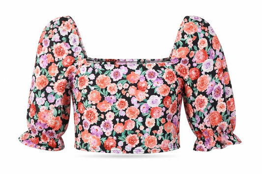 Womens UK Size 12 Misspap Multicoloured Cropped Blouse