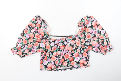 Womens UK Size 12 Misspap Multicoloured Cropped Blouse