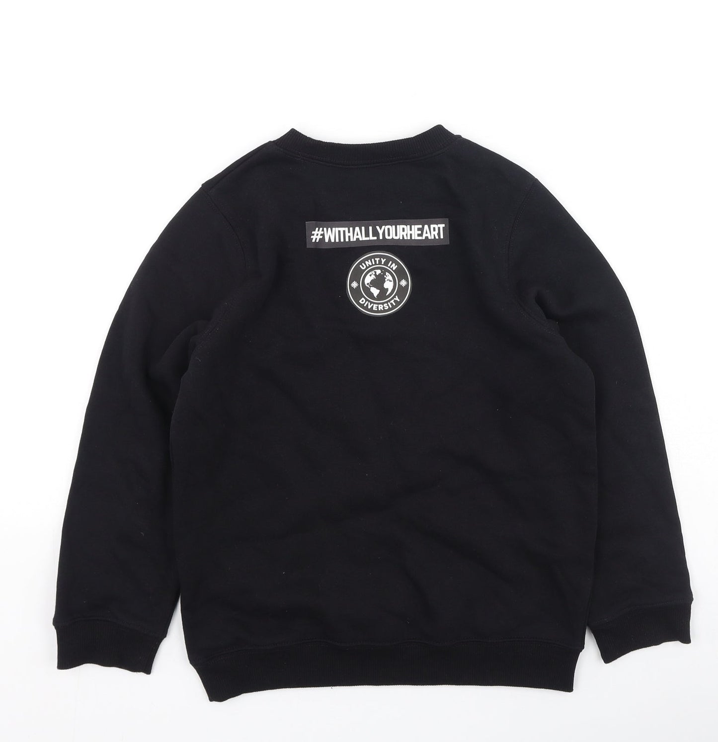 Preworn Boys Black  Cotton Pullover Sweatshirt Size 8 Years