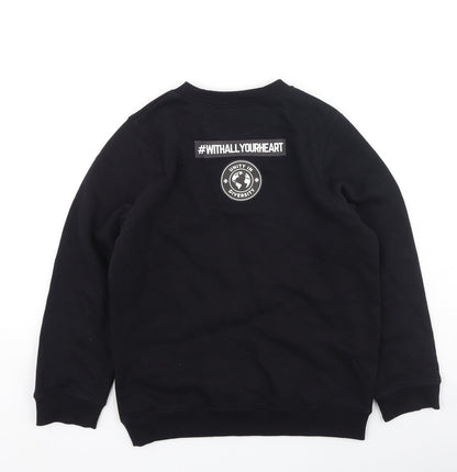 Preworn Boys Black  Cotton Pullover Sweatshirt Size 8 Years