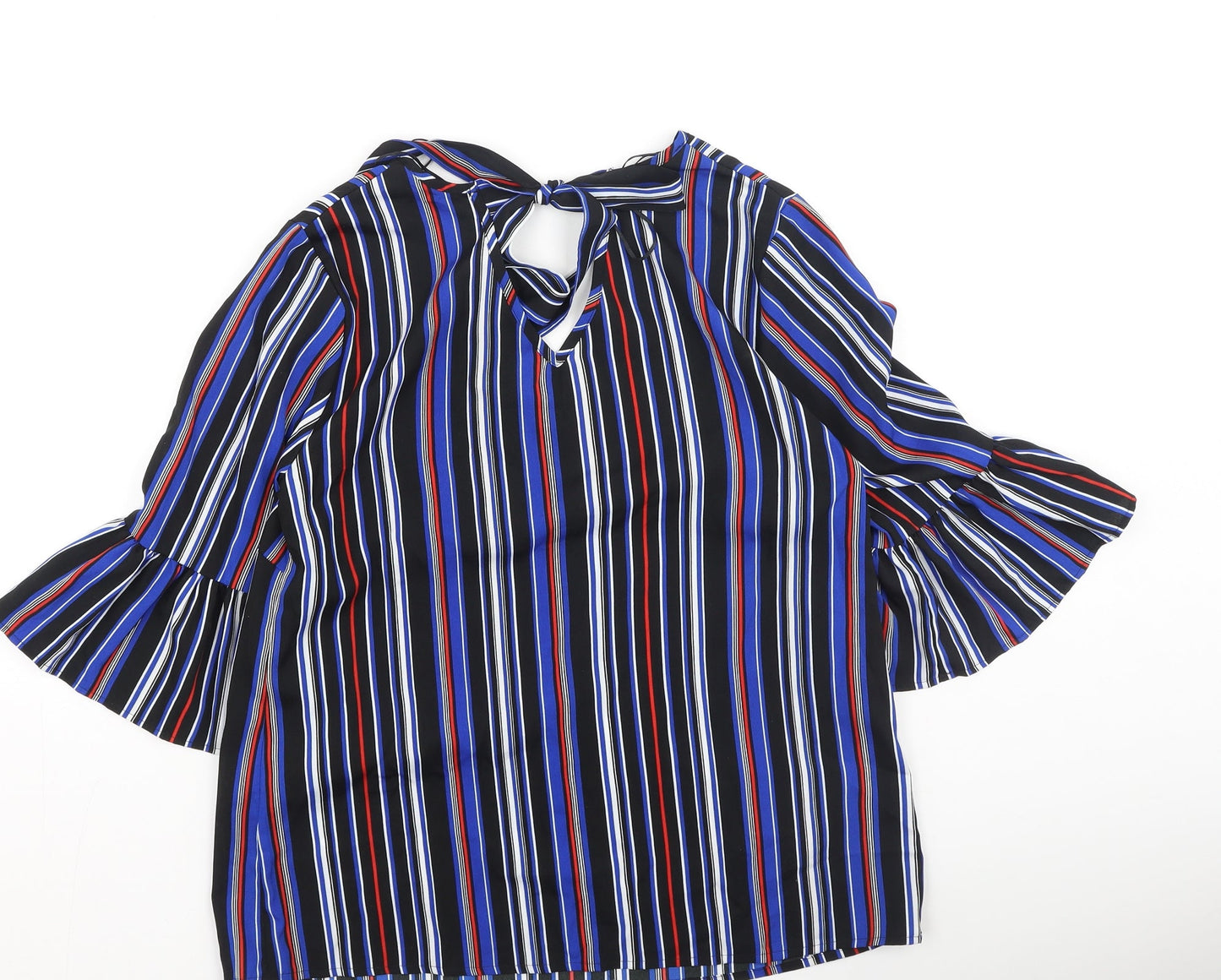 Papaya Womens Multicoloured Striped Polyester Basic Blouse Size 12 V-Neck