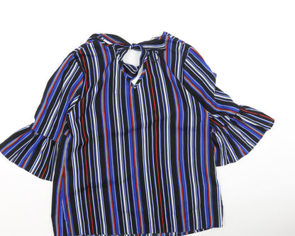 Papaya Womens Multicoloured Striped Polyester Basic Blouse Size 12 V-Neck