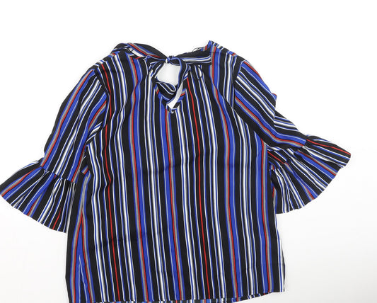 Papaya Womens Multicoloured Striped Polyester Basic Blouse Size 12 V-Neck