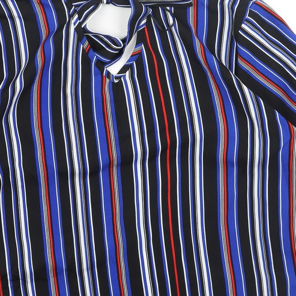 Papaya Womens Multicoloured Striped Polyester Basic Blouse Size 12 V-Neck