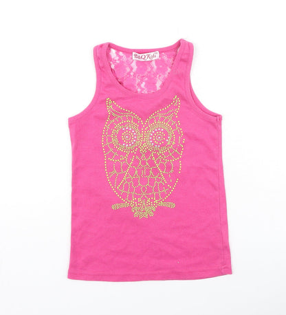B&Q Girls Pink  Cotton Basic Tank Size 12 Years Round Neck