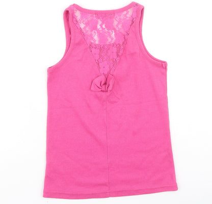 B&Q Girls Pink  Cotton Basic Tank Size 12 Years Round Neck