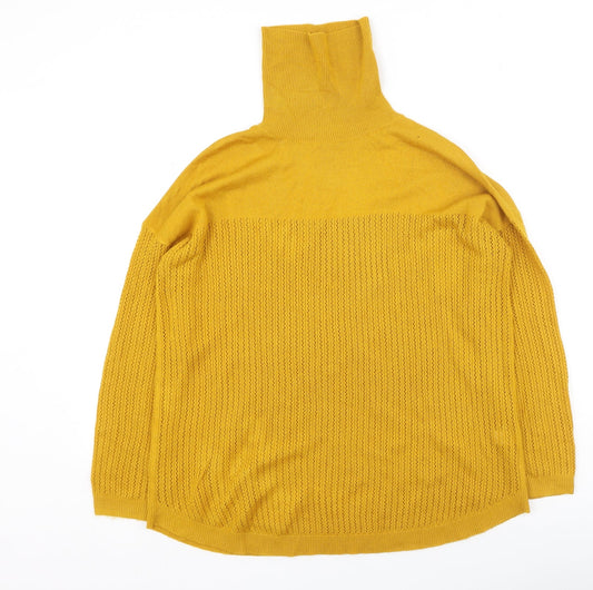 TU Womens Yellow High Neck  Acrylic Pullover Jumper Size 10