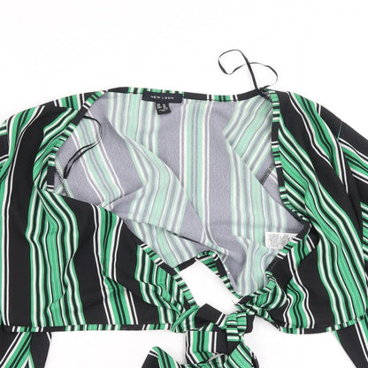 New Look Womens Multicoloured Striped Polyester Camisole Blouse Size 14 V-Neck