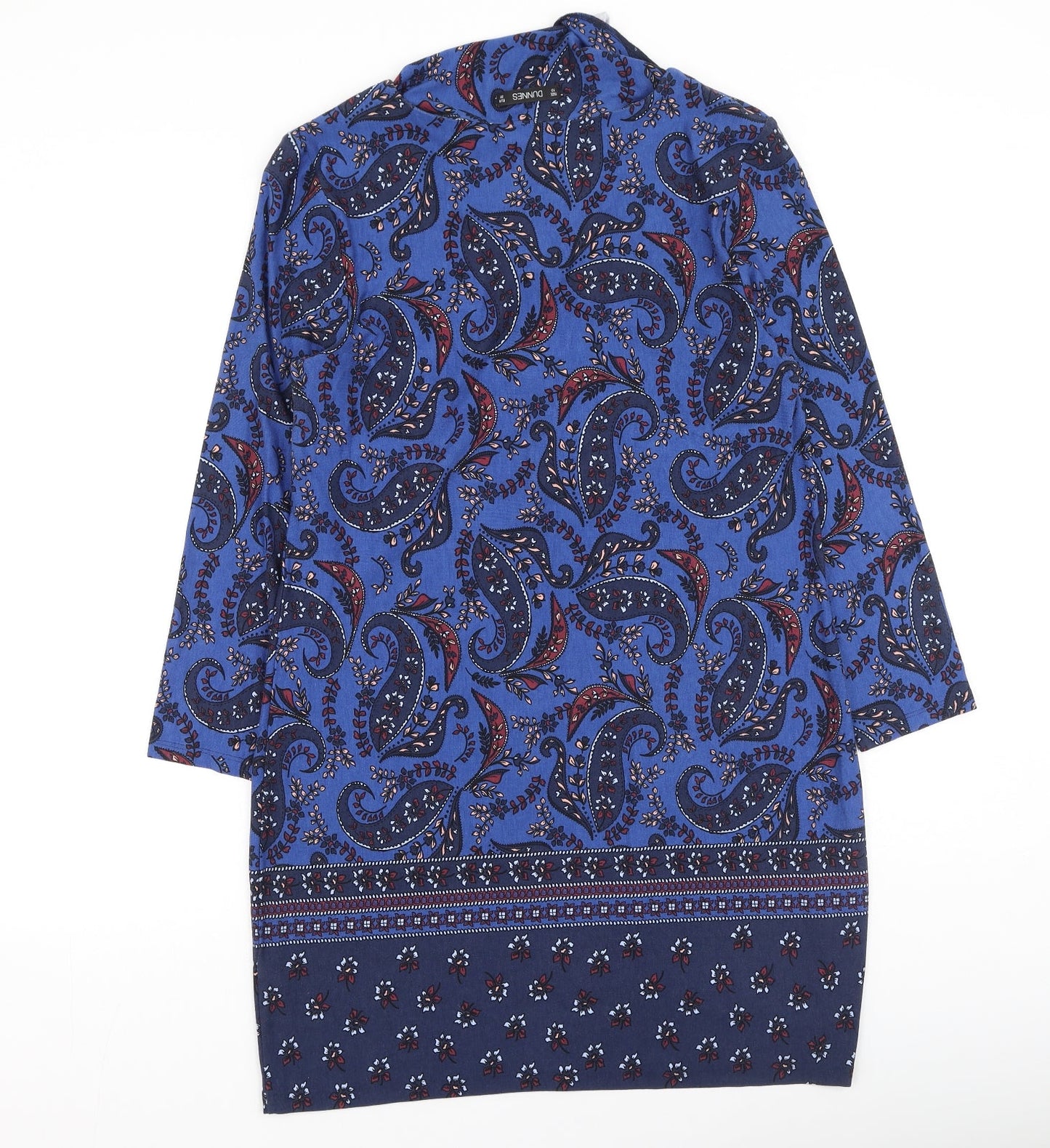 Dunnes Stores Womens Blue Geometric Viscose Fit & Flare  Size 10  Round Neck