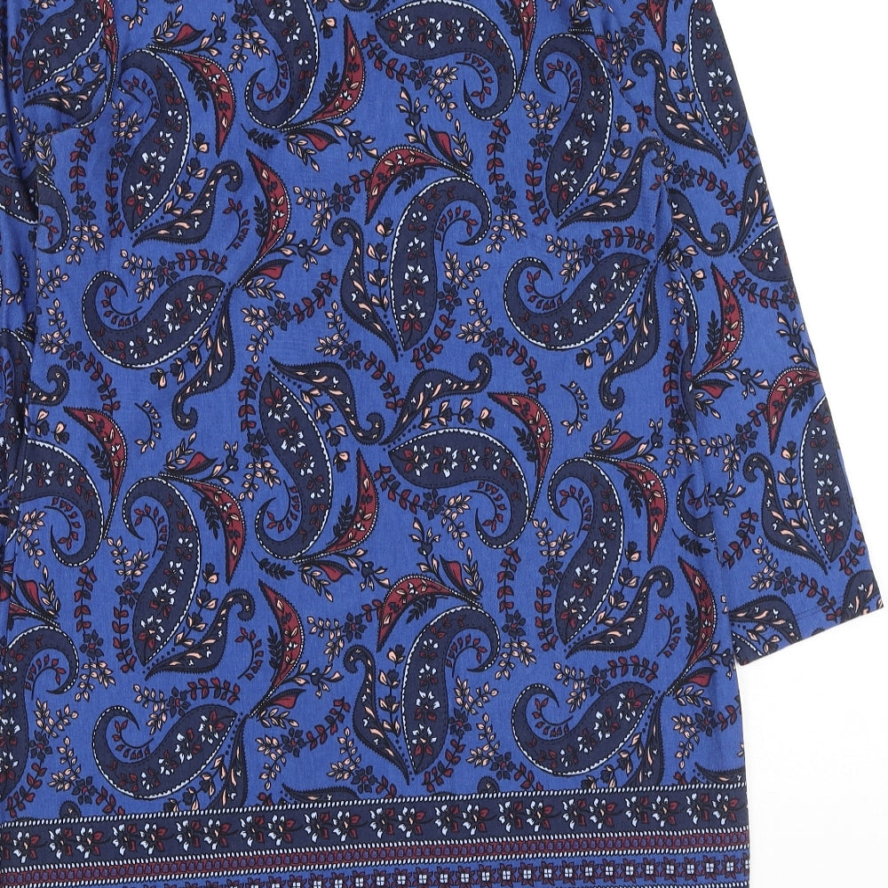 Dunnes Stores Womens Blue Geometric Viscose Fit & Flare  Size 10  Round Neck