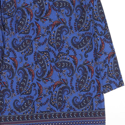 Dunnes Stores Womens Blue Geometric Viscose Fit & Flare  Size 10  Round Neck