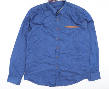 Mens UK Size M Coofandy Blue  Button-Up Long Sleeve Casual Shirt