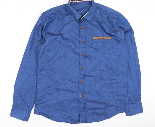 Mens UK Size M Coofandy Blue  Button-Up Long Sleeve Casual Shirt
