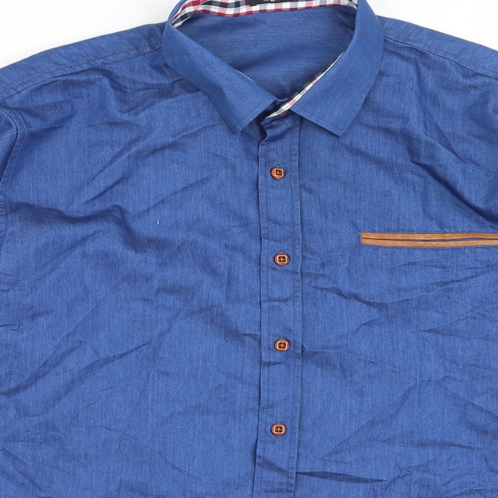 Mens UK Size M Coofandy Blue  Button-Up Long Sleeve Casual Shirt