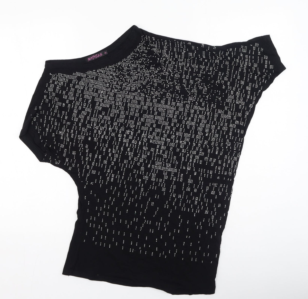 Annie Womens Black  Cotton Basic Blouse Size M Round Neck