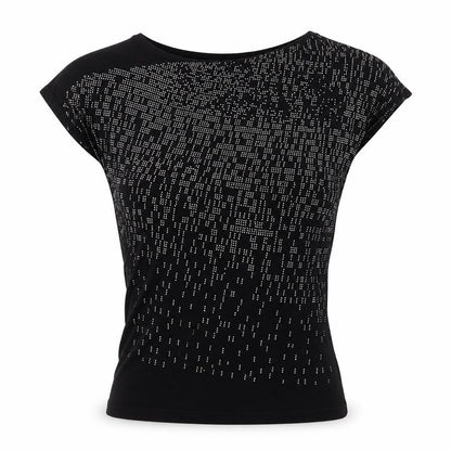 Annie Womens Black  Cotton Basic Blouse Size M Round Neck