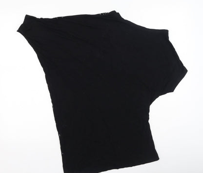 Annie Womens Black  Cotton Basic Blouse Size M Round Neck