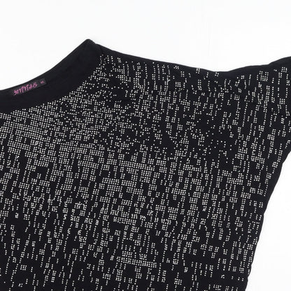 Annie Womens Black  Cotton Basic Blouse Size M Round Neck