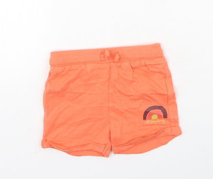 F&F Boys Orange  Cotton Jogger Trousers Size 3-6 Months