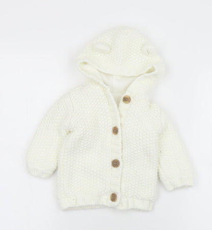Goerge  White  Acrylic Cardigan Jumper Size 6-9 Months  Button