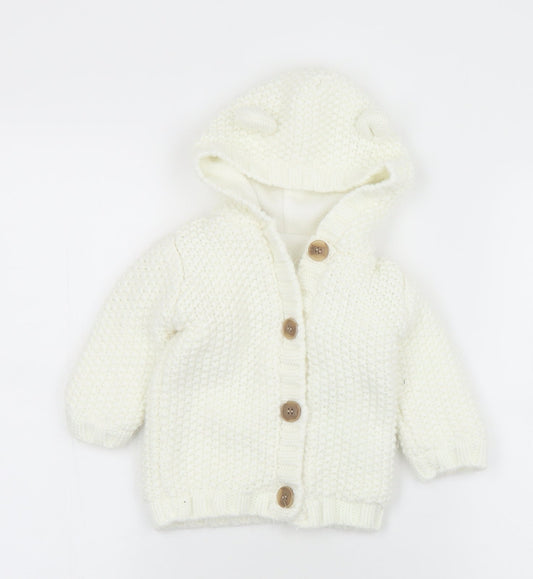 Goerge  White  Acrylic Cardigan Jumper Size 6-9 Months  Button