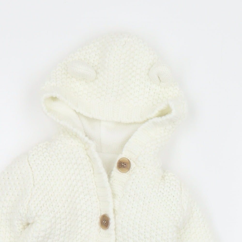 Goerge  White  Acrylic Cardigan Jumper Size 6-9 Months  Button