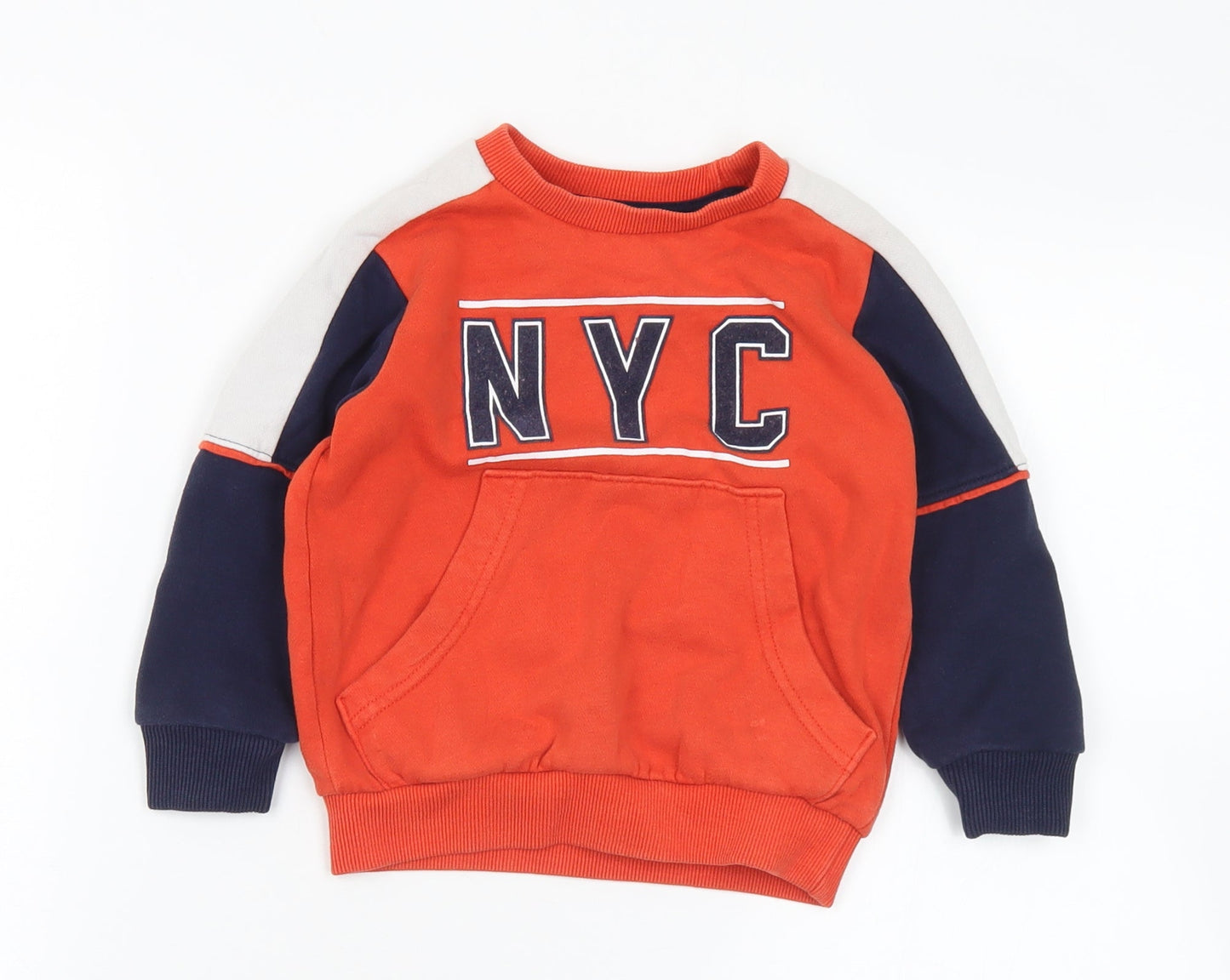 F&F Boys Orange  Cotton Pullover Sweatshirt Size 2-3 Years   - NYC