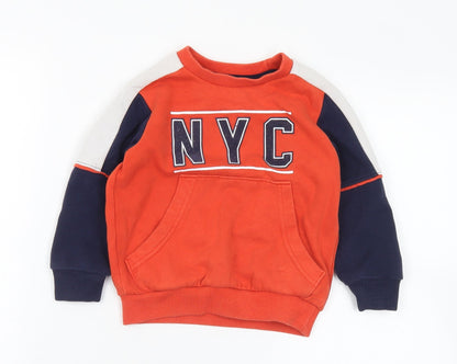 F&F Boys Orange  Cotton Pullover Sweatshirt Size 2-3 Years   - NYC