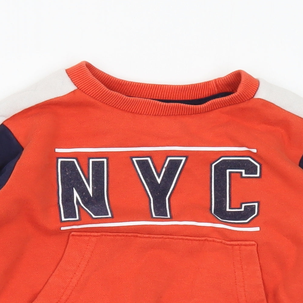 F&F Boys Orange  Cotton Pullover Sweatshirt Size 2-3 Years   - NYC