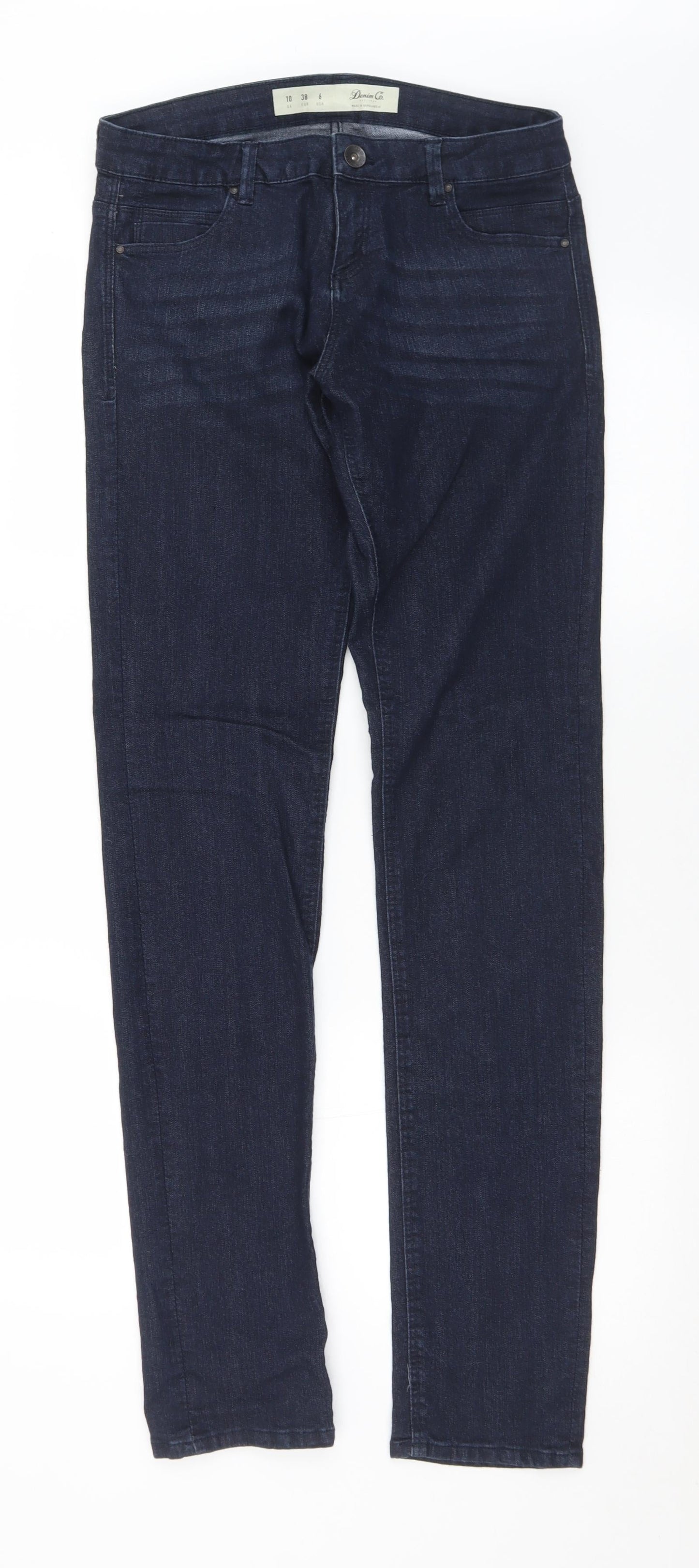 Denim & Co. Womens Blue  Cotton Skinny Jeans Size 10 L34 in Regular Button