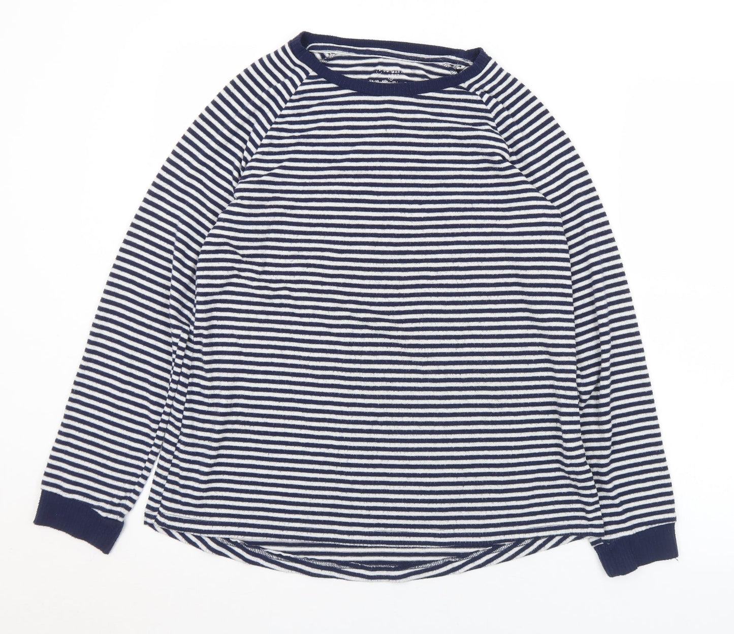Primark Womens Blue Round Neck Striped Polyester Pullover Jumper Size 10   - 10/12