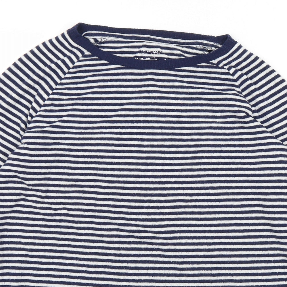 Primark Womens Blue Round Neck Striped Polyester Pullover Jumper Size 10   - 10/12