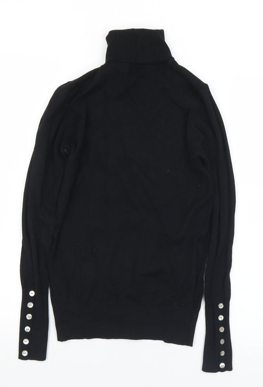 Matalan Womens Black Roll Neck  Viscose Pullover Jumper Size 8