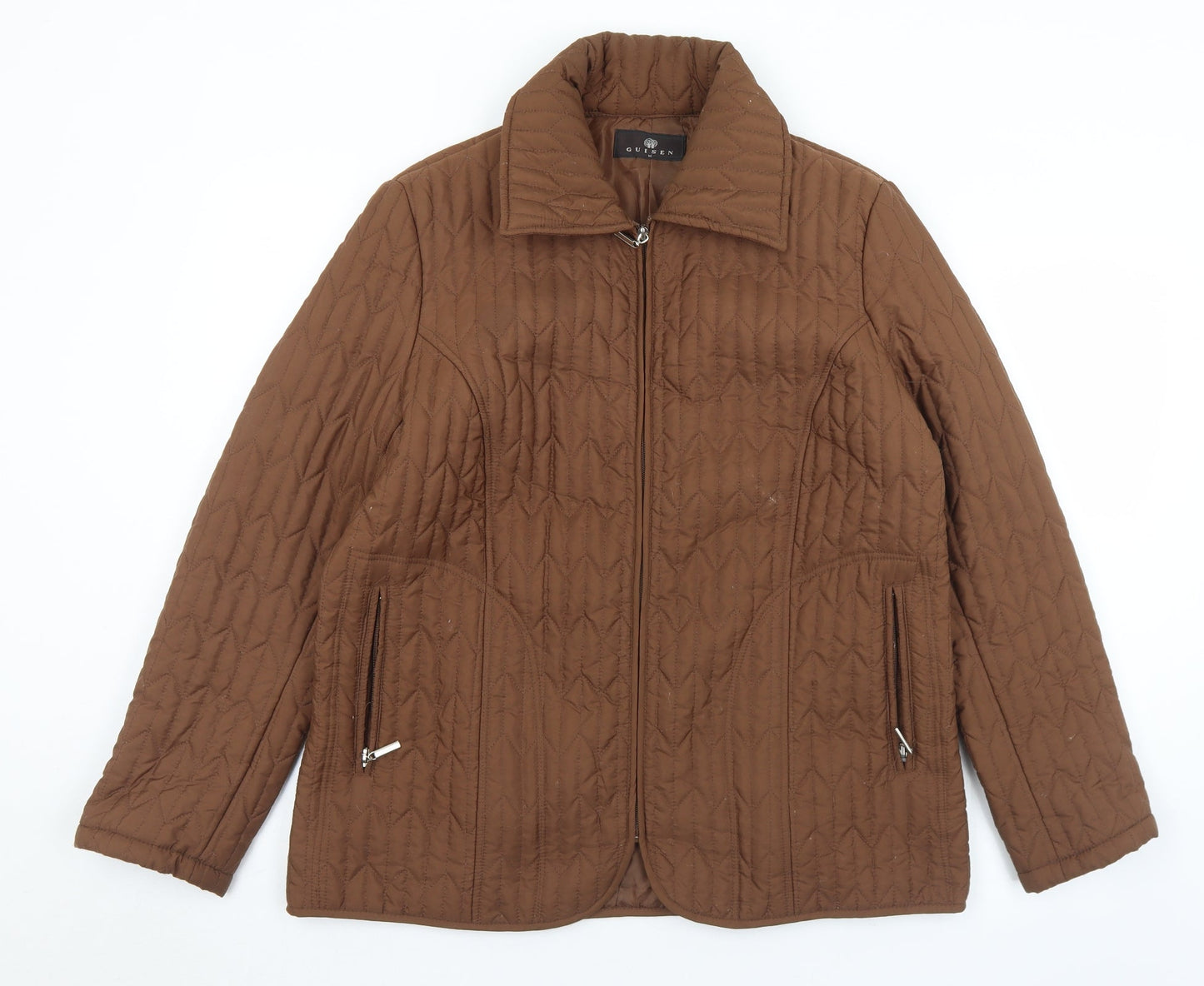 Guisen Womens Brown   Quilted Coat Size M  Zip