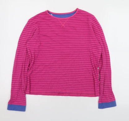 John Lewis Girls Pink Round Neck Striped Cotton Pullover Jumper Size 13 Years