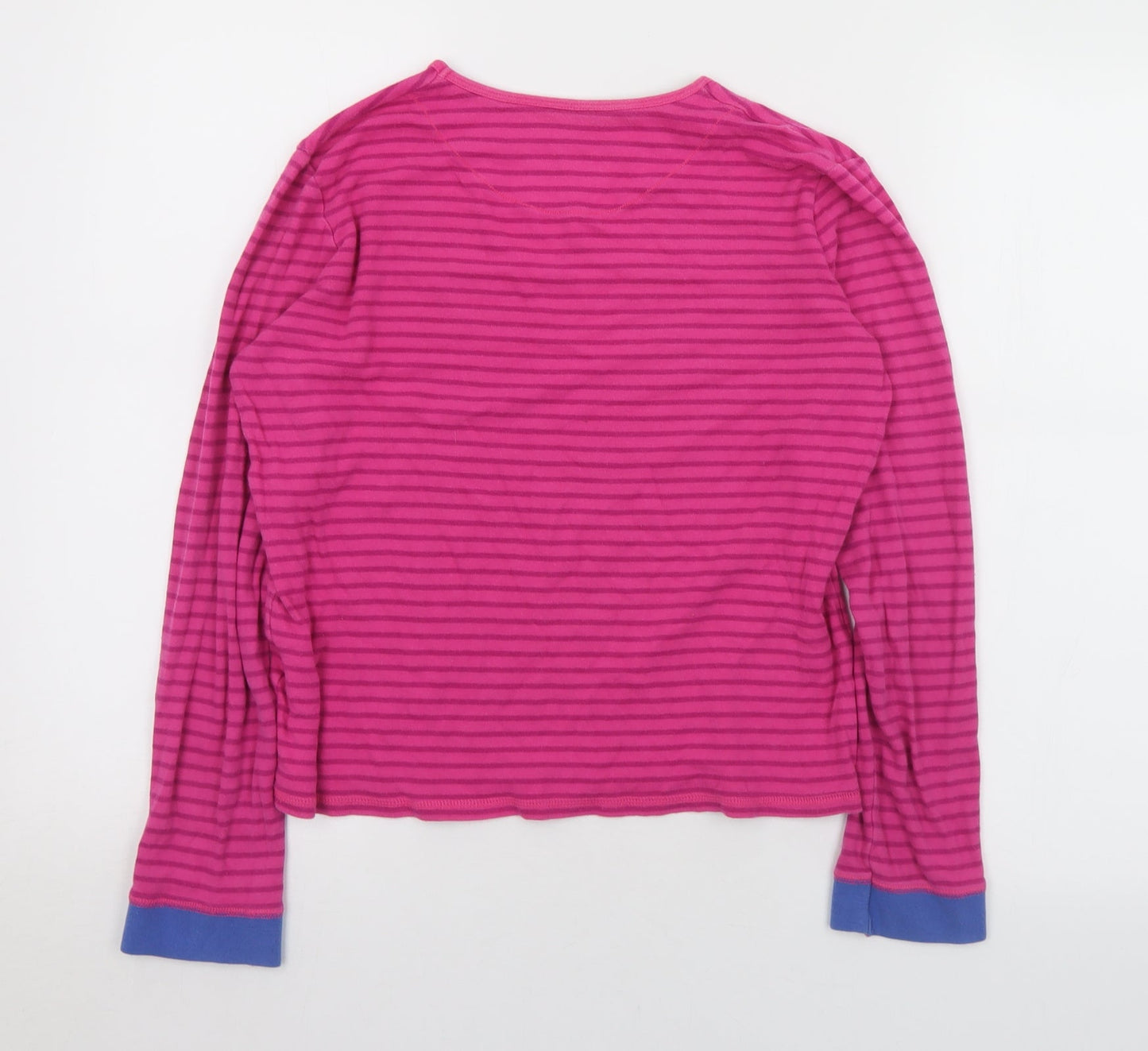 John Lewis Girls Pink Round Neck Striped Cotton Pullover Jumper Size 13 Years