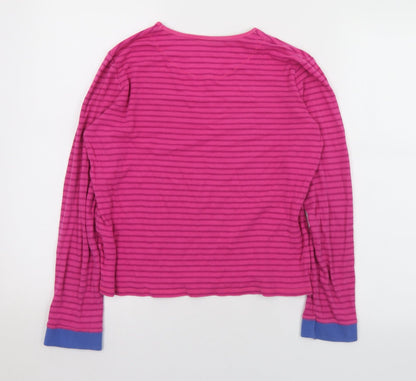 John Lewis Girls Pink Round Neck Striped Cotton Pullover Jumper Size 13 Years