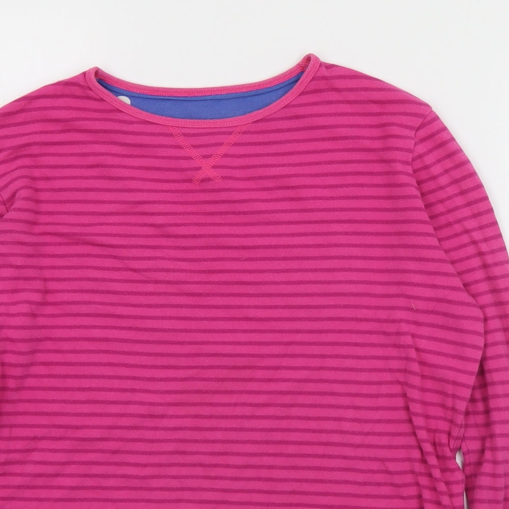 John Lewis Girls Pink Round Neck Striped Cotton Pullover Jumper Size 13 Years