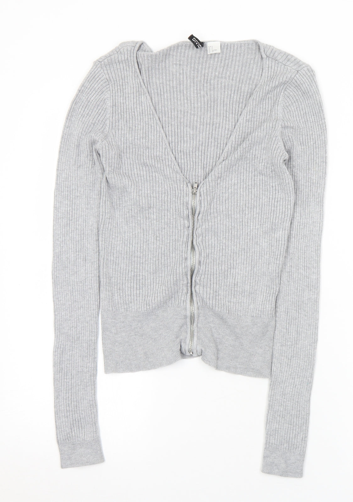 Womens UK Size S Divided Grey Full Zip Jumper