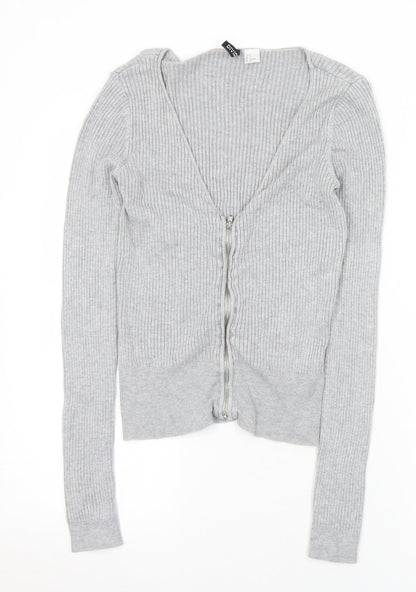 Womens UK Size S Divided Grey Full Zip Jumper