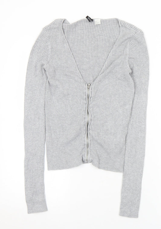 Womens UK Size S Divided Grey Full Zip Jumper