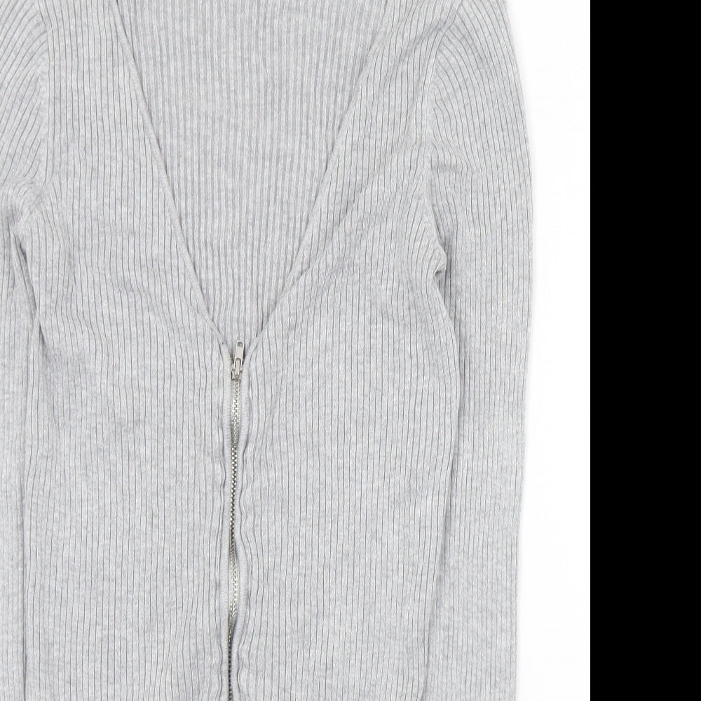 Womens UK Size S Divided Grey Full Zip Jumper