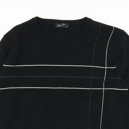 Cedar Wood State Mens Black V-Neck  Acrylic Pullover Jumper Size M