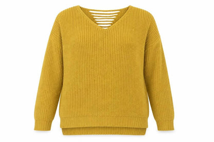 Cameo Rose Womens Yellow V-Neck Acrylic Pullover Jumper Size 10