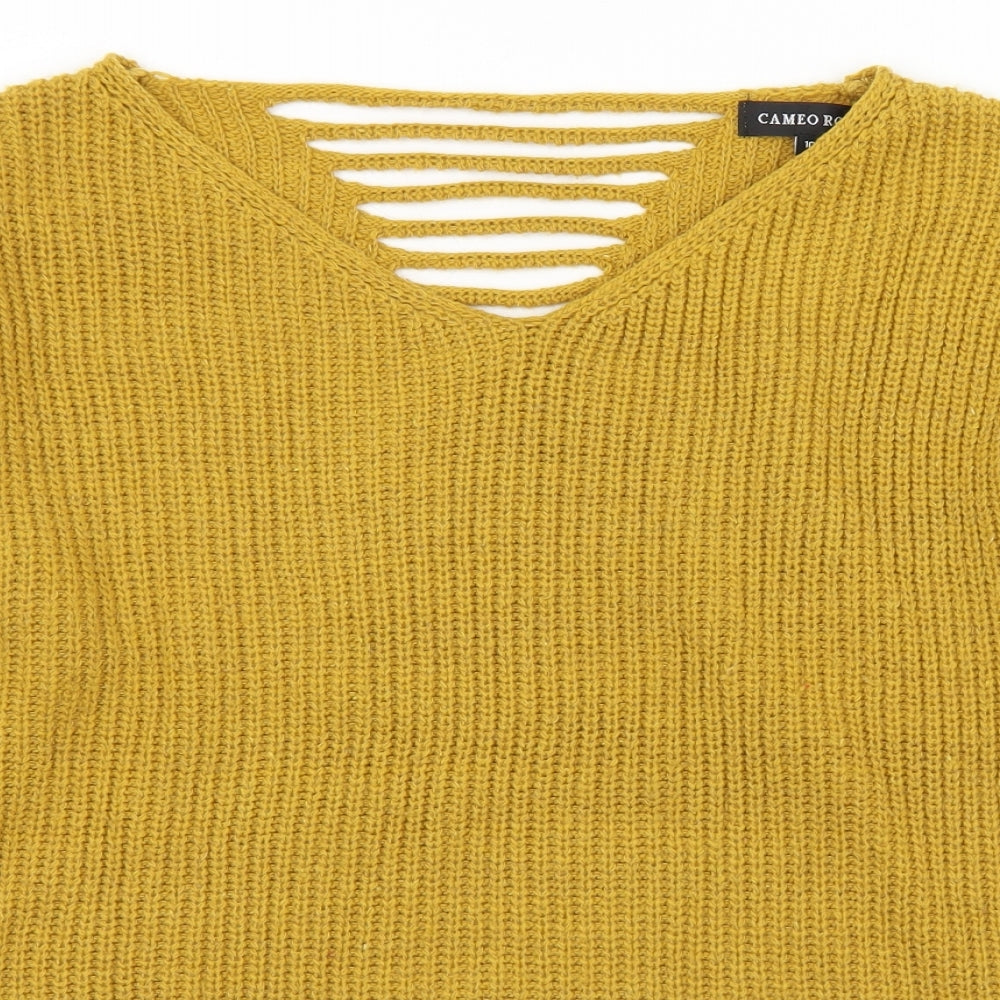 Womens UK Size 10 Cameo Rose Yellow Pullover Jumper